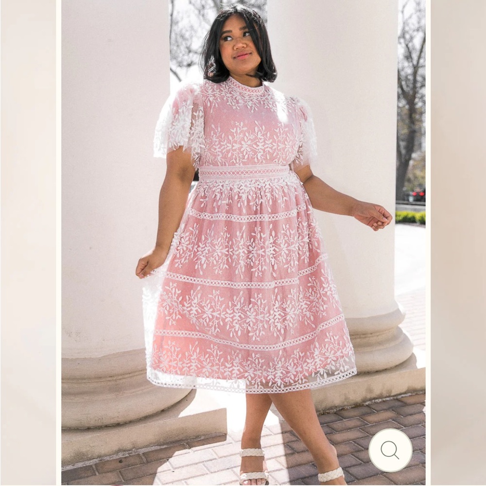 NWT Ivy City Co Sicily Dress With Flutter Sleeves Pink Size 4X